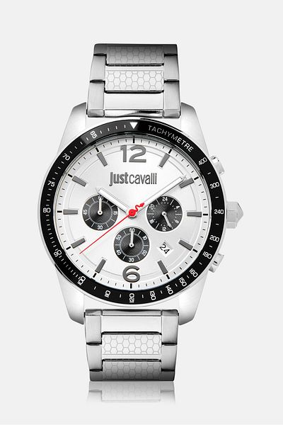 Just Cavalli Men JC1G204M0045 Chronograph Watch 44 mm, Silver