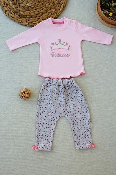 emosavm 3-Piece Baby Boy Set - Long Sleeve, Cap, Full Star Embroidered Pink Sweat
