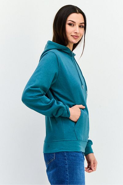 Crosshatch Women Hooded Long Sleeves Solid Sweatshirt, Dark Sage Green