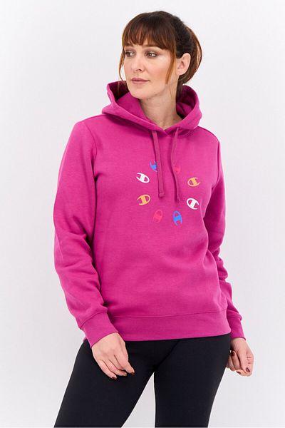 Champion Women Sportswear Fit Long Sleeve Outdoor Hooded Sweatshirt, Magenta
