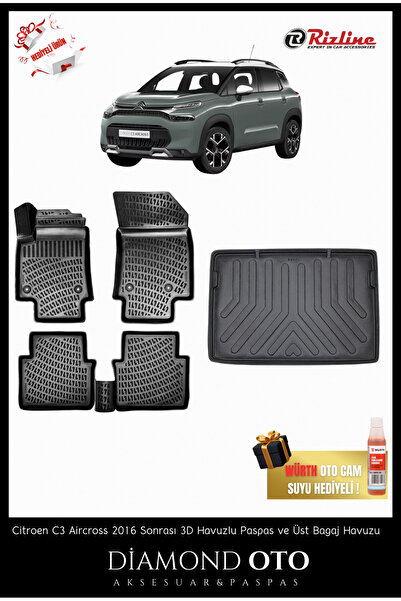 Rizline Citroen C3 Aircross 3d Havuzlu Paspas ve Üst Bagaj Havuzu 2016-2017-2...
