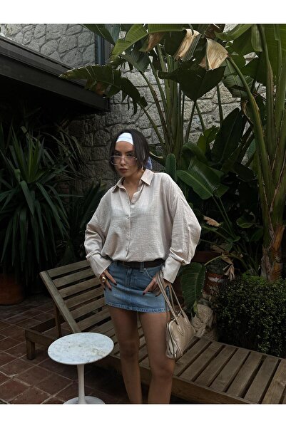 minaaise Ženska košulja Stone Oversize kroj sa širokim manžetama 100% pamuk 2...