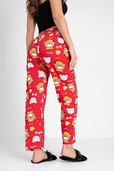 DONEX Cotton Thin Breathable Fabric Ribbon Waist Detail Printed Women's Sleepwear Bottoms Without Pockets