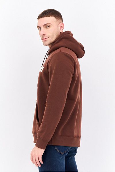 Members Only Men Hooded Long Sleeve Brand Logo Sweatshirt, Dark Brown