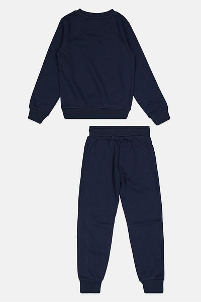 Ellesse طقم مكون من قطعتين من سويت شيرت وبنطال رياضي للأولاد الصغار، أزرق داكن