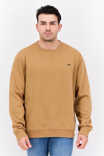 Threadbare Men Crew Neck Embroidered Long Sleeves Sweatshirt, Brown