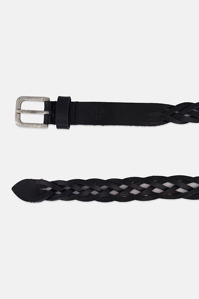 Timberland Women Braided Leather Belt, Black
