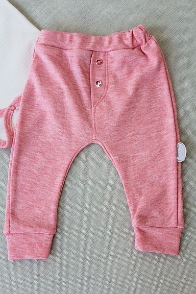 emosavm Pink Melange Long Sleeve Bodysuit 2-Piece Baby Girl Set