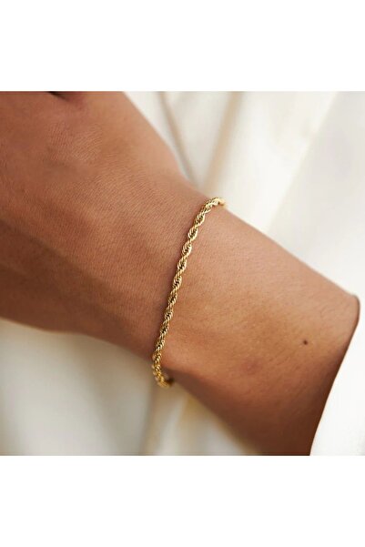 Jewelyf Burgu Kuyumcu Model 14K Altın Paslanmaz Çelik Unisex Ayarlanabilir Bileklik