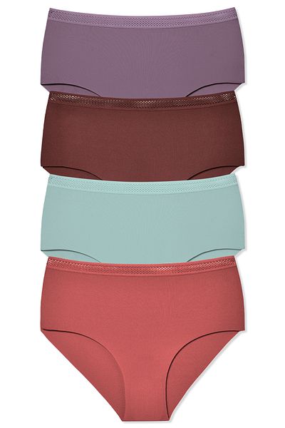 HNX 4-Piece Laser Cut Honeycomb Elastic High Waist Women's Panties