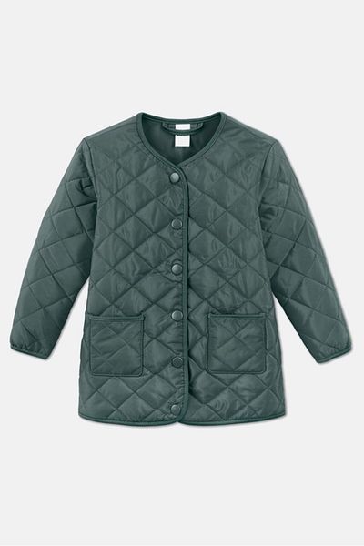 Tchibo Toddlers Girl Quilted Long Sleeve Jacket, Olive