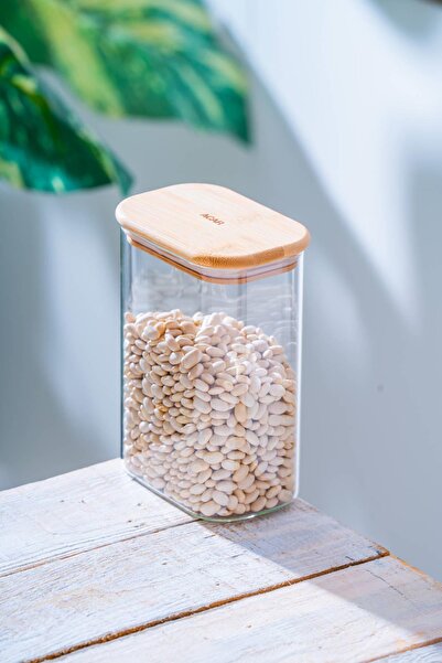 ACAR برطمان ماليبو زجاج بوروسيليكات بغطاء من الخيزران - 1200 مل