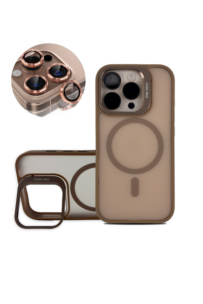 Caseji حافظة متوافقة مع هاتف Apple Iphone 16 Pro Max مع حامل غير لامع Magsafe Metal Key Camera Lens Gift Nevada Case