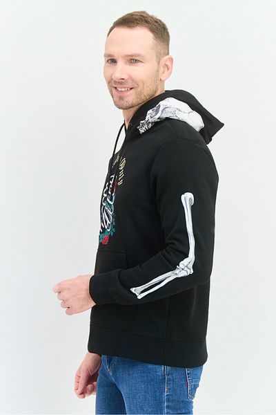 Members Only Men Hood With Drawstring Embroidered Logo Long Sleeve Sweatshirts, Black