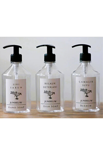 JUIWI 3lü Set Beyaz Boş Plastik Şişe Sıvı Sabunluk Bulaşık Deterjanıık Çamaşı...