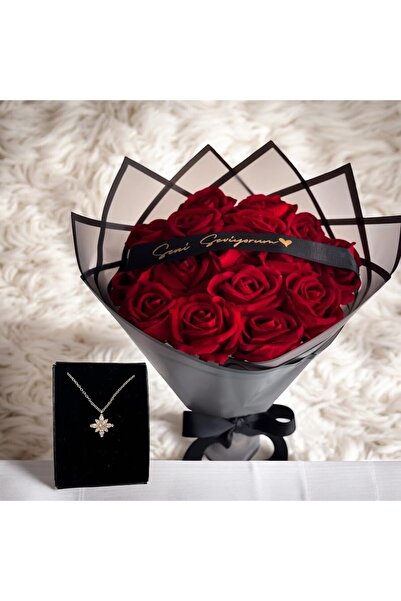 Masalsı Concept Sevgiliye Hediye Kadife Gül Buketi 15 Adet Yapay Gül Ve Zarif...