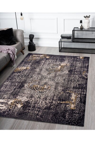 Vila Nova Home Modern Desenli  Yumuşak Tuşeli Antrasit Gold Salon Oturma Odas...