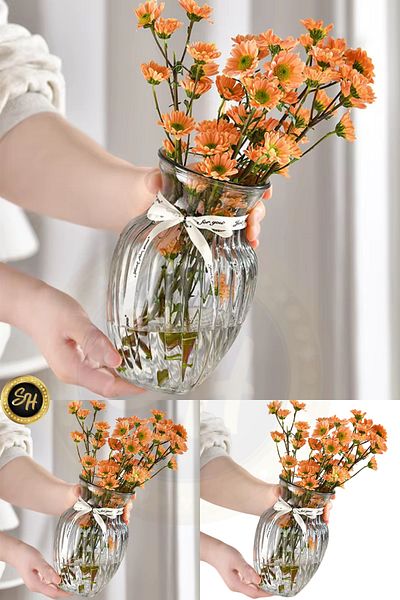 Snow Homs Vaza Decorativa din Sticla Ovala Chubby Lux 21 Cm