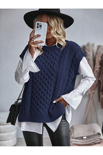 moda mh Knitted Detailed Knitwear Sweater Height 75 cm Width Is 50 cm