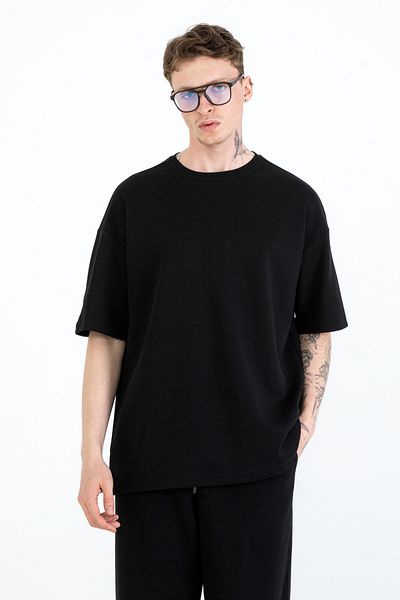 EGHO Men's Double Face Fabric T-Shirt Pants Oversize Set