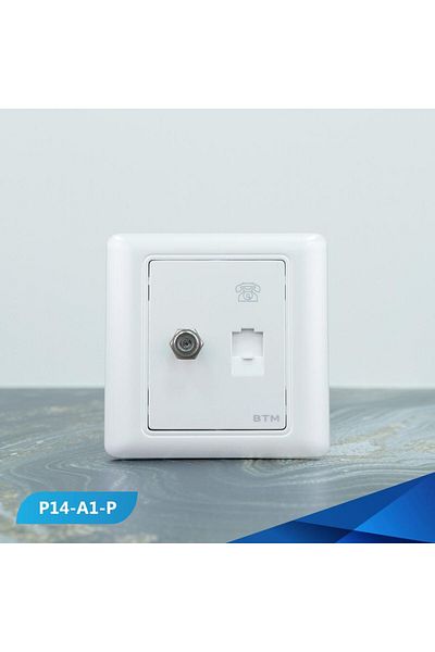 Btm telephone outlet and a pearlescent TV socket -3 pieces