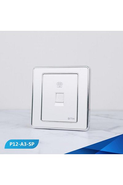 Btm Single phone socket, blue and silver  -6 pieces