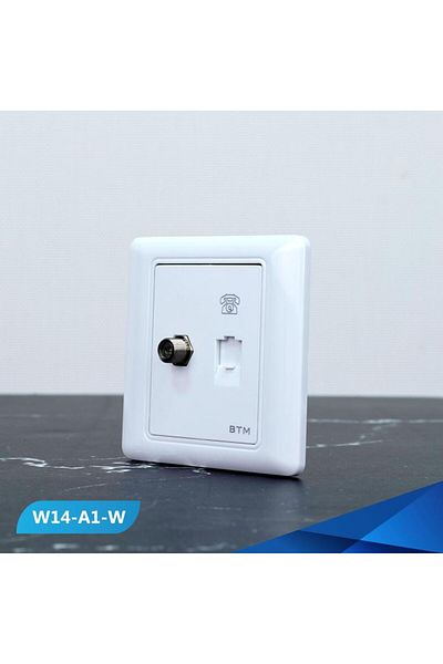 Btm Telephone outlet and TV socket, white, twisted