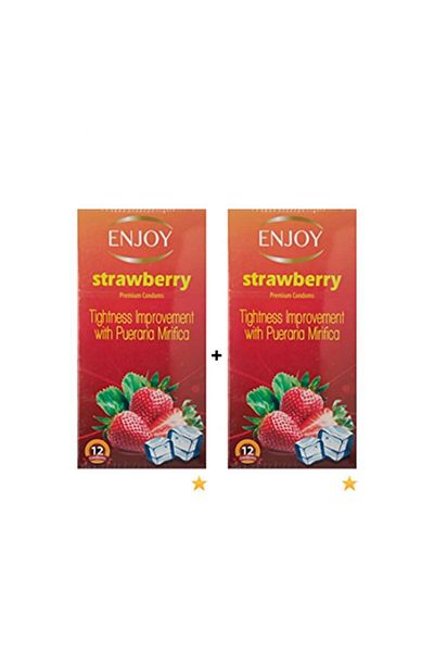 Enjoy Enjoy Strawberry Condoms 2 Pack 12 Pieces - Red