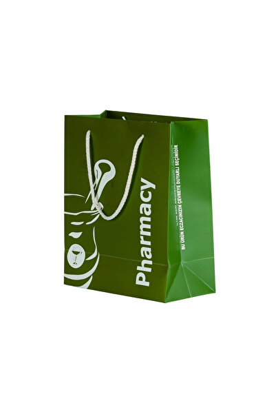 ÇABUKLAR Eczane Karton Çanta Körüklü Yeşil (20x10x23,50 cm) - 25 Adet