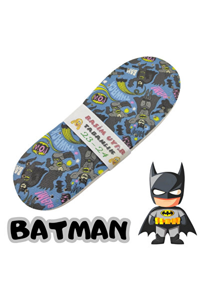 Rasim Uyar 5 Çift Batman Desenli 3 Katmanlı Çocuk Patik Tabanı - Hazır Delikl...