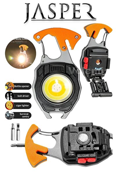 JASPER W5147pro Robocop Çok Fonksiyonlu 800 Lümen Kamp El Feneri Anahtarlık U...