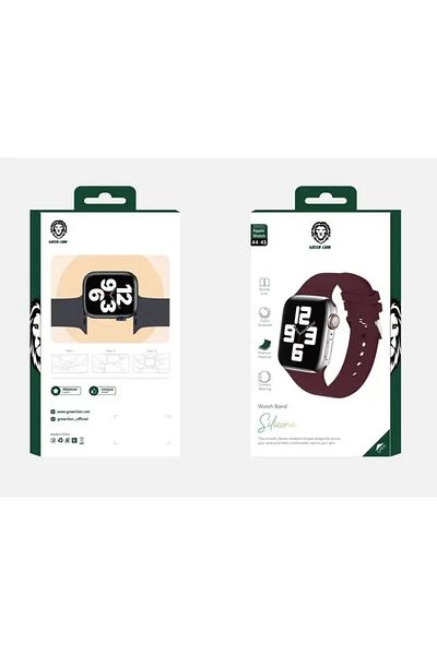 Green Lion Green Silicone Band With Buckle Watch Strap For Apple Watch 42/44/45Mm - Wine Red