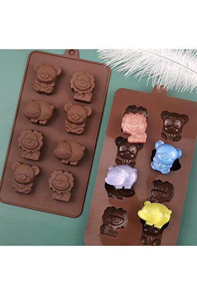 Siliko World Silikon Ayı Aslan Gergedan Çoklu Çikolata Kek Mum Buz Epoksi Kalıp