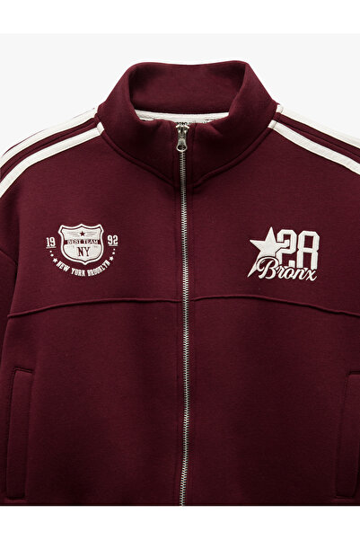 Koton Hanorac cu imprimeu pentru colegiu, cu buzunare cu fermoar ridicat