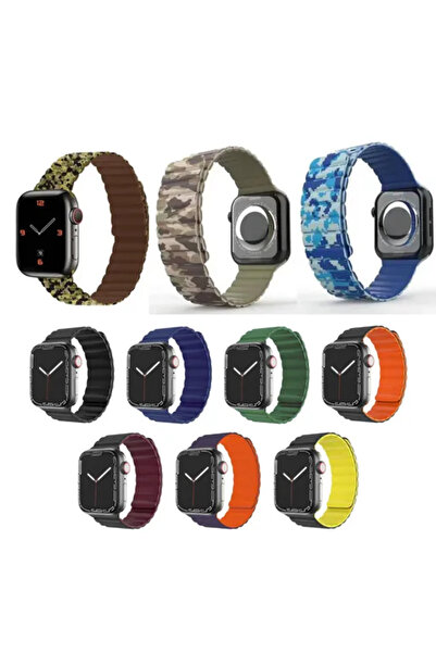 Green Lion سوار سيليكون مغناطيسي أخضر لساعة Apple Watch مقاس 42/44/45 مم - أز...