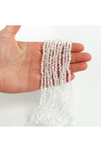 yfhobi 1 Dizi (110-120Adet) - 4 mm Üçgen Kristal Cam Boncuk Dizisi Şeffaf Jan...