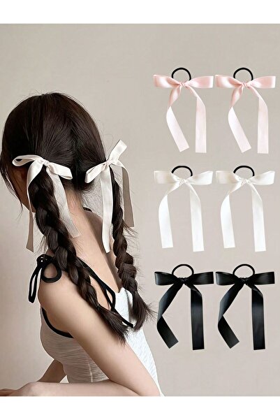 modernist Kadın 6 Adet Renkli Kurdele Lastik Toka