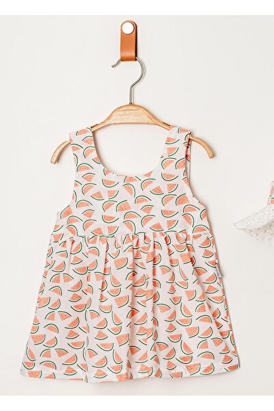 Chicsy Baby Tatlı Karpuz Desenli Şapkalı Fiyonklu Kız Bebek Elbisesi