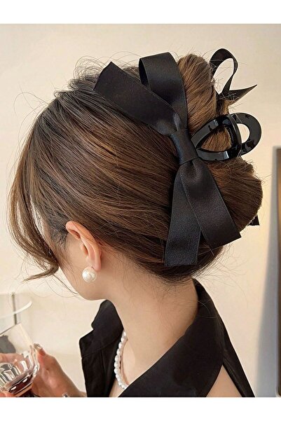 modernist Kadın Siyah Kurdele Mandal Toka