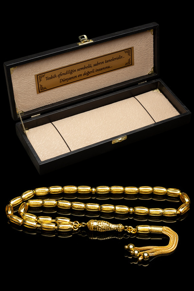 OTTOTESBİH Sertifikalı 22K Altın Kaplama Gümüş Tespih 5x9mm 20 gr Kapsül Kesim