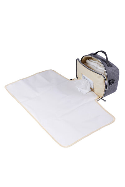 Sunveno حقيبة تغيير الحفاضات مع حصيرة - رمادي