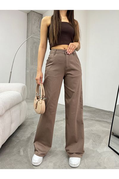 BİKELİFE Dámské elastické široké kalhoty Palazzo s vysokým pasem z lycry