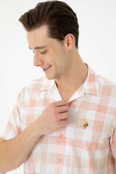 U.S. Polo Assn. Ανδρικό κοντομάνικο πουκάμισο με πλακάκια 50267572-VR031