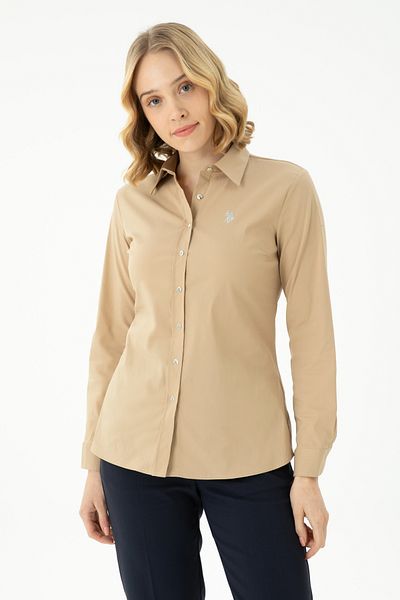 U.S. Polo Assn. Cămașă de bază cu mânecă lungă Sand pentru femei 50271264 -VR085