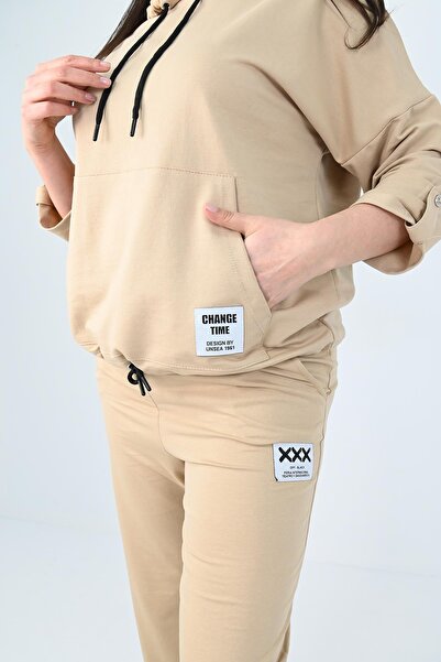 Koza Butik Kadın Büyük Beden Kanguru Cep Detaylı Eşofman Takımı 8026-24