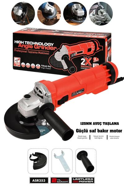 ASSUR 750w Avuç Taşlama Makinesi 125 mm Bakır Sargılı Spiral