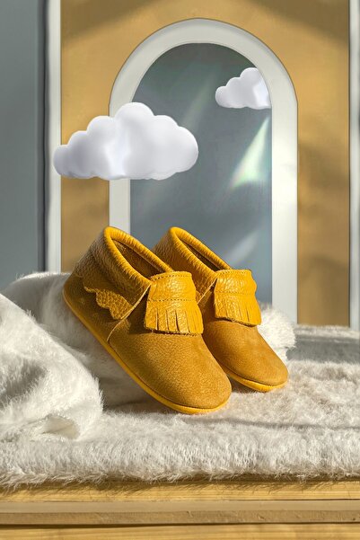 BRITY %100 Hakiki Deri Püsküllü İlk Adım Bebek Patiği