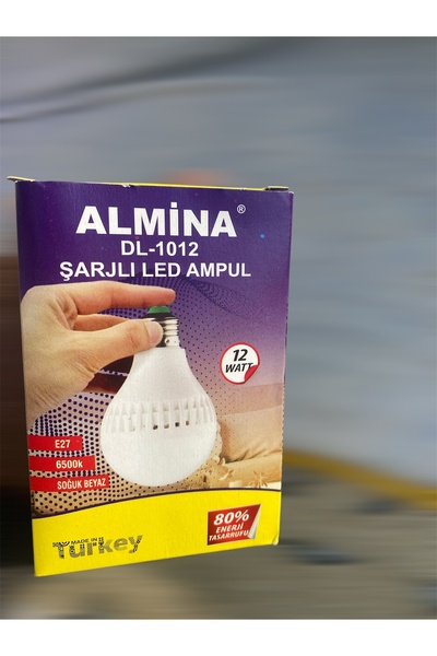 ALMİNA Almina 12W Şarjlı LED Ampul - Beyaz Işık, E27 Duy, %80 Enerji Tasarruflu