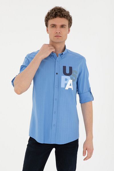 U.S. Polo Assn. Ανδρικό γαλάζιο μακρυμάνικο πουκάμισο 50283781 -VR003