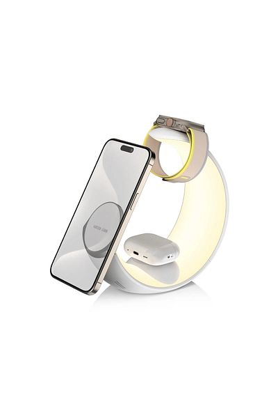 Green Lion Moon Charge 4 In 1 Wireless Charger - White
